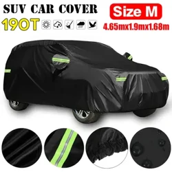Universal SUV/Sedan Penutup Mobil Lengkap Luar Ruangan Tahan Air Matahari Hujan Salju Perlindungan UV Desain Ritsleting Mobil Hitam Penutup Case Mobil M-XXL