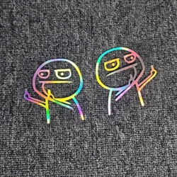 2PCS Автомобільні наклейки Середній палець Ridicule Funny JDM Laser Reflective Decoration for багажника, лобового скла, бампера, мотоциклетного шолома D25