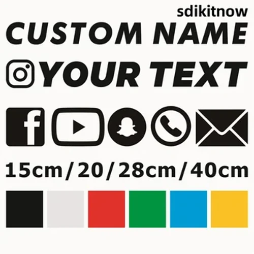 Tùy Chỉnh Văn Bản Trang Web Facebook Instagram Tên Logo X YouTube Snapchat Decal Xe Ô Tô Xe Đạp Miếng Dán Twitch Ghế Mũ Bảo Hiểm Decal Phụ Kiện
