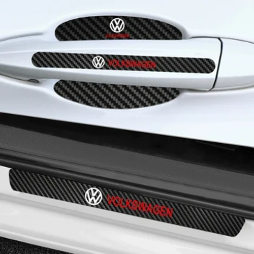 Car Sticker Door Handle Protective Film na may Car Door Sill Protector Sticker Para sa Volkswagen VW GOLF Polo Tiguan JETTA GTI PASSAT