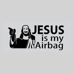 JESUS ​​IS MY AIRPAG Vinüülautode mootorratta kleebiste kleebised must/hõbedane 15cm*6cm