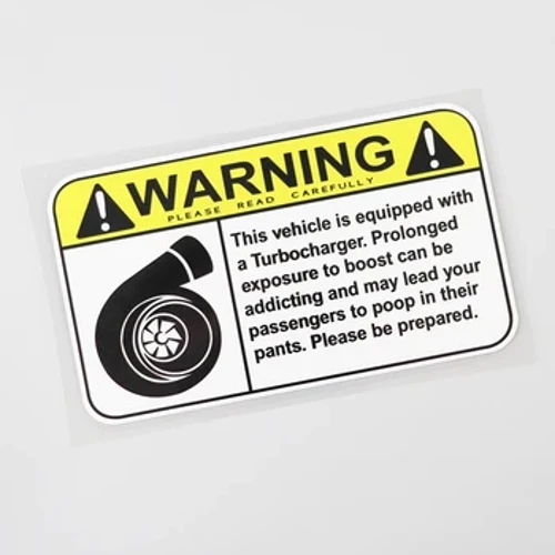 Auto Sticker Witzeg Warnschëld Turbo Boost Decal PVC 15.2CM × 8.6CM