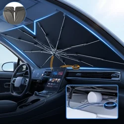2024 I-Windshield Yemoto Ethuthukisiwe Ye-Windshield Sun Shade Umbrella Foldable Car I-Sunshade yangaphambili Ikhava Yewindi Yangaphambili Ye-UV Ray Block & Sun Heat Protection