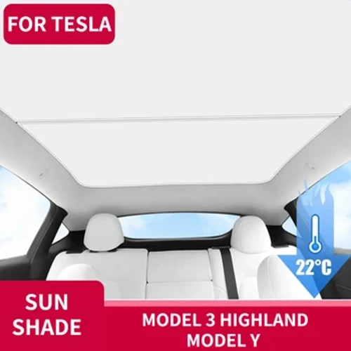 Vivuli vya jua vya Tesla Model 3+ Highland 2024 Y 2021-2023 Ice Cloth Buckle Sun Pare Glass Front Nyuma Sunroof Skylight Accessory