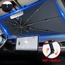 Naujausias automobilio priekinio stiklo skėtis nuo saulės su 360 ° besisukančiomis lanksčios rankenos priekinio lango skėtis nuo saulės UV apsauga šilumos izoliacija