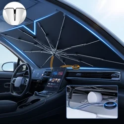 Verbessertes Auto Windschutzscheibe Sonnenschirme Regenschirm faltbar mit Pull Ring Auto Frontfensterabdeckung für UV -Strahlenblock & Sonnenwärmeschutz