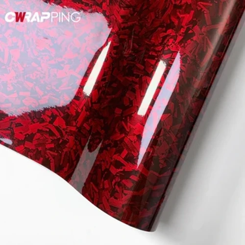 Ifilimu Lomzimba Wemoto Elicwebezelayo Ifilimu Ye-Carbon Fiber Eyakhelwe I-Carbon Fiber I-Vinyl Goqa Ukukhishwa komoya Okubomvu Okunamathelayo Izitikha Zemoto Izesekeli