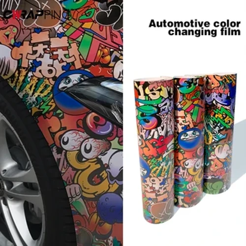 Ffilm Peintio Graffiti Corff Car Ffilmiau Byrddau Sgrialu Sticer Cartŵn Addurn Cudd-ddŵr Ffoil PVC ar gyfer Newid Lliw Beiciau