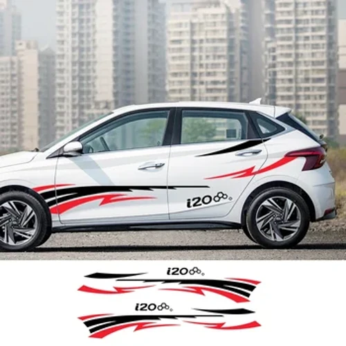 Greamán Maisiúcháin Doras Taobh Coirp Gluaisteán Le haghaidh Hyundai I20 Asta Active Sportz N Líne BC3 GB IB Graphics Auto Stripes Style Vinyl Decal