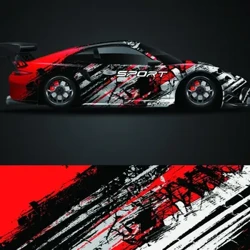 Červený geometrický vektorový vzor Samolepka na auto Celoobal Dekorativní obtisky Řezané tělo Závodní grafický obtisk Vinyl Wrap Módní design