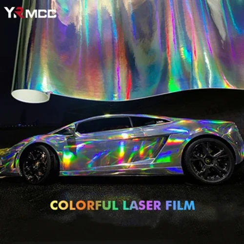 Glänzend Vinyl Wrap Film Laser Chrom Flim Auto Kierper Filmer Air Release Auto Sticker Chamäleon Waasserdicht Sticker Auto Accessoiren