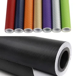 50cm Leathan 3D Carbóin Scannán Vinyl Snáithín 3M Greamáin Gluaisteán Uiscedhíonach DIY Gluaisrothar Gluaisrothar Stíleáil Wrap Rolla Accessories