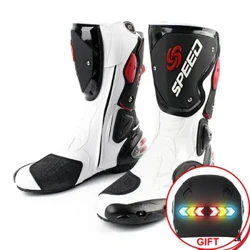 I-B1001 Motorcycle Racing Boots Professional SPEED Biker Shoes Isithuthuthu Esihamba Isikhathi Eside Esivikela Igiya Shift Ibhuthi yesikhumba yeMicrofibe