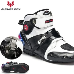 Esgidiau Beic Modur Dynion Beic Modur Microfiber Boots Lledr Rasio Esgidiau Marchogaeth Ffêr Motocross Beic Modur Esgidiau Chwaraeon Gwrthlithro Gaeaf