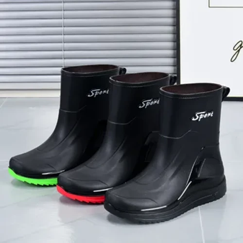 Herren-Regenstiefel Neue wasserdichte Schuhe Rutschfeste Balkenmündung Plus Samt-Kunststoffschuhe Dicke verschleißfeste Reitschutzstiefel