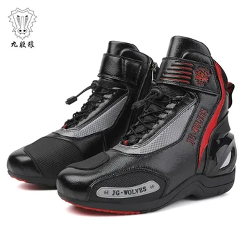 Schwaarz Motorradschuhe Männer Off-Road Abenteuer Motocross Low Stiwwelen Retro Reitschong Gummi Sole Waasserdicht Motorradschuhe