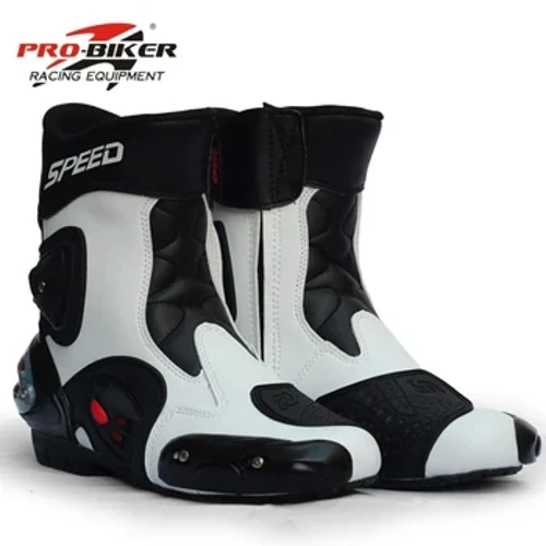 PRO-BIKER SPEED Bokaízületvédő Motorcsizma Motocipő Motorozáshoz Versenyzés Motocross Bakancs FEKETE PIROS FEHÉR