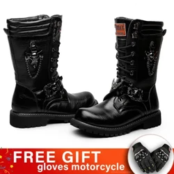 Vyriški madingi motociklai armijos batai kariniai koviniai metaliniai retro dirbtinės odos punk Martin Motocicleta Botas apsauginiai įrankiai