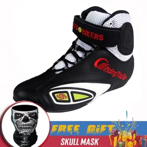 Damen-Motorradstiefel, PU-Leder, rutschfeste Rennschuhe, Frühling, Herbst, atmungsaktive Motorradschuhe, Herren-Motorradstiefel