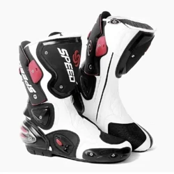 Esgidiau Beic Modur Amddiffyn Traed Cyflymder Uchel Pro-Beiciwr Cist Rasio Microfiber Botas Dynion Moto Ras Beic Modur