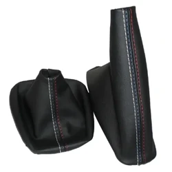 Mobil Gear Shift Kerah Manual Rem Tangan Gaiter Boot Cover untuk BMW 3 Series E36 E46 E30 E34 M3 Z3 Hitam Kulit M Aksesoris