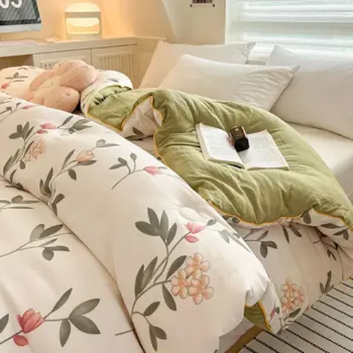 Boutique outono inverno cama edredon macio fio de algodão edredons colcha quente acolchoado cobertor único tamanho duplo design flor