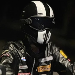 Motocicleta fbr rosto cheio retro capacete estilo tóquio motocicleta casco moto japão tt capacetes de fibra de vidro com viseira clara