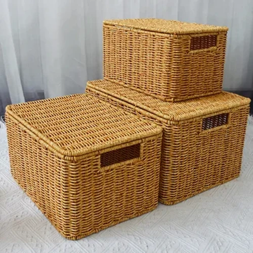 Hīnaʻi mālama lima i ulana ʻia me ke poʻi ʻo ka ʻeke ʻauʻau rattan Iapana kahi holoi lole lole hoʻonohonoho hoʻonohonoho lima lole lole like ʻole.