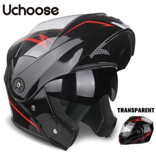 Uchoose Clogad Gluaisrothar Unisex Deimhniú DOT Trasghearradh Lionsa Dúbailte Clogad Sábháilteachta Clogad Clogad Smeach Modúlach Le Visor