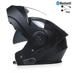 Bluetooth motosikli Doly ýüz kaskasy Erkekler Howpsuzlyk Downhill Motocross Racing Modul Flip Up Helmet Casco Moto DOT tassyklandy