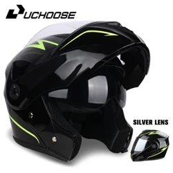 2022 UCHOOSE Helm Sepeda Motor Baru Balap Wajah Penuh dengan Double Sun Visor Wanita Pria Flip Up Lensa Ganda DOT