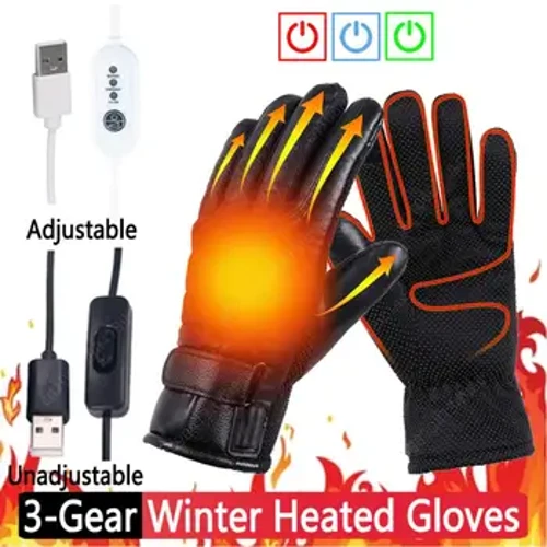1 paar PU-nahast mootorsaanikindaid 3 käiguga Reguleeritav USB talvised elektrilised soojenduskindad Veekindlad Talvised Soojad Kindad
