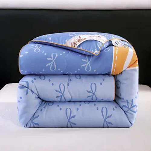 Selimut Sutra Asli 100% Katun Selimut Kotak-kotak Pria Musim Dingin Wanita Penghibur King Bed Duvets Dicetak Microfiber Seprai