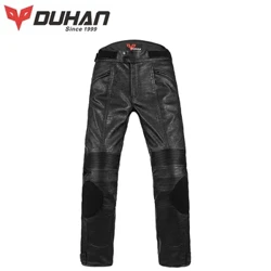 DUHAN PU Motosiklet Pantolon Motosiklet Sürme Pantolon erkek Rüzgar Geçirmez Dört Mevsim Anti Sonbahar deri pantolon Yarış Pantolon