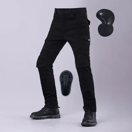 Cổ điển Nam Xe Máy Quần Jean Ngoài Trời Quần Đi Xe Với Đồ Bảo Hộ Moto Jeans Miếng Lót Đầu Gối Có Thể Tháo Rời Xe Máy Quần