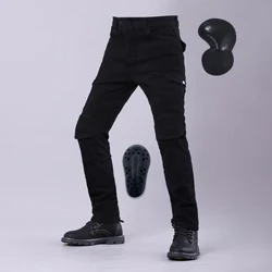 Cổ điển Nam Xe Máy Quần Jean Ngoài Trời Quần Đi Xe Với Đồ Bảo Hộ Moto Jeans Miếng Lót Đầu Gối Có Thể Tháo Rời Xe Máy Quần