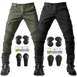 Jeans de moto noirs pour hommes, protection d'extension de mise à niveau, détachable, pour cavalier de course sur route, pantalons décontractés à la mode, quatre saisons, nouvelle collection 2024