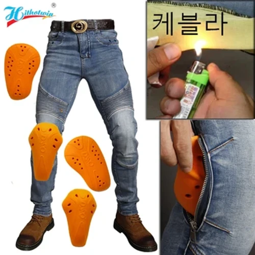 Isithuthuthu i-kevlar jeans Ibhulukwe lesithuthuthu esiluhlaza I-Aramid Intuthu Empunga egqokekayo engangeni umlilo Casual Motocross Knee Protective