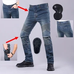 Yeni Dört Mevsim Motosiklet Slim Fit Elastik Bisiklet Pantolon Motosiklet Kot Retro Moda Kot Yarış Off Road Anti Damla Pantolon