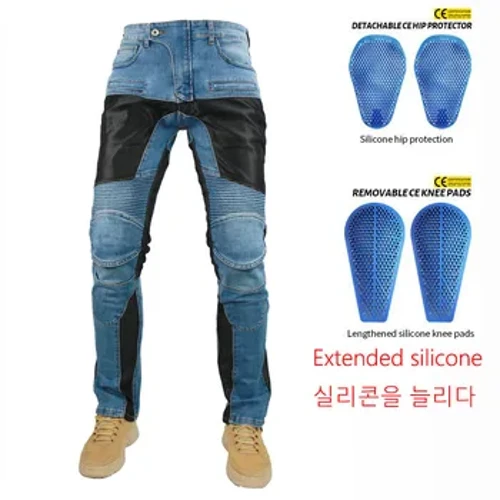 PK719 Dubh Gorm Marcaíocht Gluaisrothar Jeans marcaíocht samhraidh le Padaí Hip Glúine Bríste Rothaíochta Gluaisrothar Pants Rásaíochta Motocross