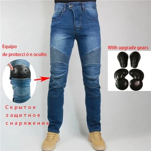 Motoristične hlače Moto Protection Straight Slim Fit Motocross Moto Jeans Moške motoristične Motocross hlače Four Seasons, zračne