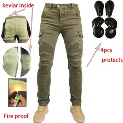 Celana Jeans Nunggang Motor Kanthi Perlengkapan Pelindung Dibangun ing Lapisan Pelindung Kevlar Tahan Api ing Pinggul lan Lutut