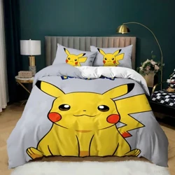 3D inprimatutako Anime ohe-sorta Pokemon Edredoia Edredoia Pikachu Familia periferikoa dekorazioa Etxea Ehunezko estalki beroa ohe-arropa multzoa