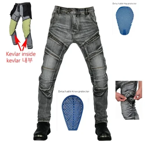 Herr Motorcykelbyxor Större yta Aramid Motorcykeljeans Skyddsutrustning Ridning Touring Motorcykelbyxor Blå motocrossjeans