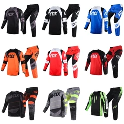 Gear Set 180/360 Trice Lux Mirer Merz Jersey Combo Celana Motocross Balap Kit Sepeda Gunung Offroad Motor Orange Suit Pria