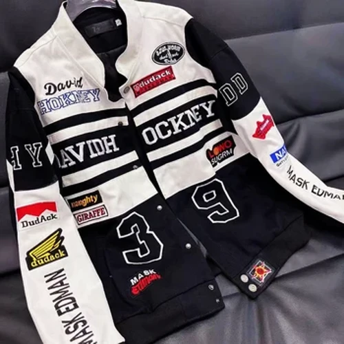 Giacca da motociclista con ricamo Top a maniche lunghe Bomber americani unisex Primavera Autunno Bomber Hip Hop High Street Varsity