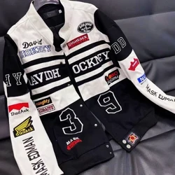 Thêu Đua Xe Máy Áo Khoác Dài Tay Unisex Máy Bay Ném Bom Mỹ Mùa Xuân, Mùa Thu Hip Hop Đường Phố Cao Cấp Máy Bay Ném Bom Varsity