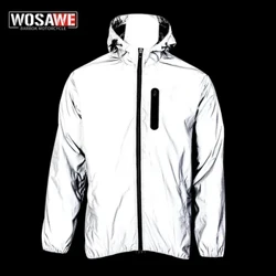 WOSAWE Autumn Winter Men Reflective Jacket Reflect Motorcycle Jacket Lalaki /Babae Waterproof Windbreaker Hoodies