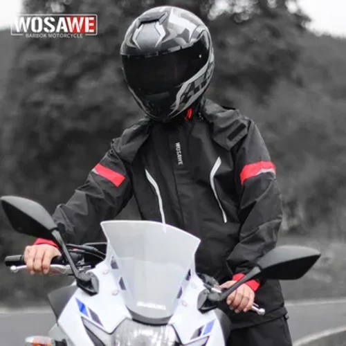 Wosawe men motocicleta capa de chuva terno jaqueta prevenção tempestade acampamento caminhadas capa de chuva moto motociclista capa de chuva