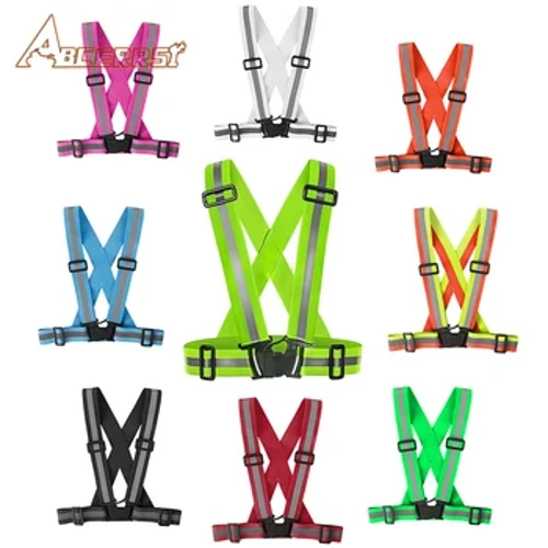 Motorcycle Cycling Highlight Reflective Straps Night Security Running Safety Vest High Visibility Reflective Safety Jacket